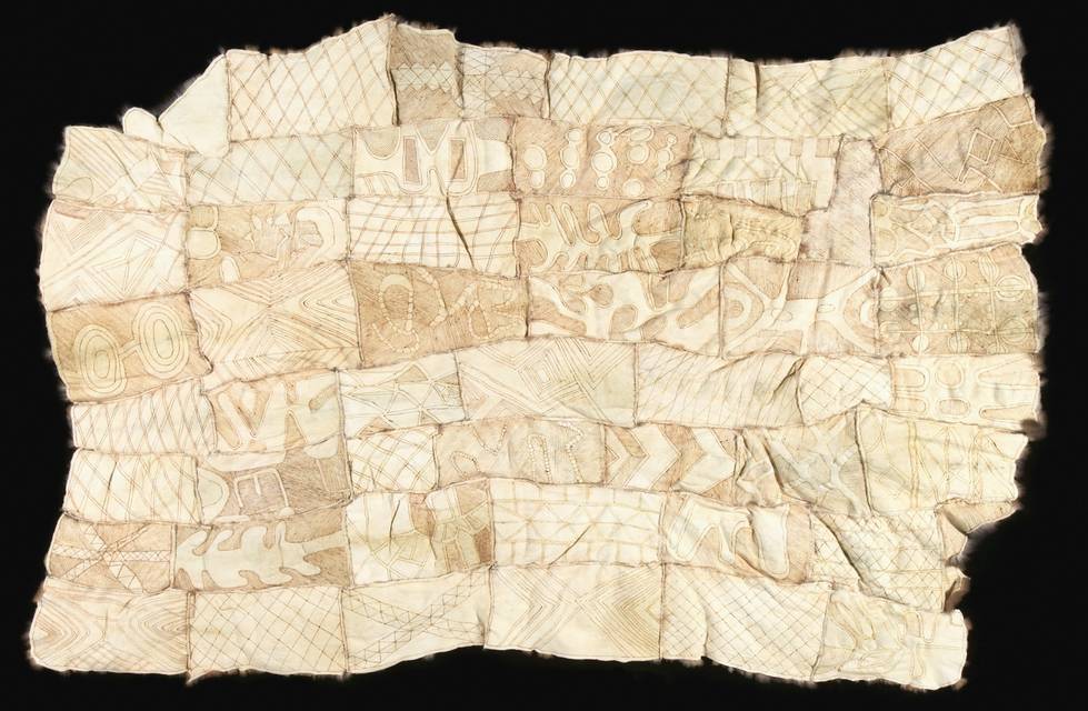 Reproduction of the Gunditjmara cloak [1872] from Lake Condah held by Museum Victoria. National Museum of Australia collection. http://collectionsearch.nma.gov.au/object/70470