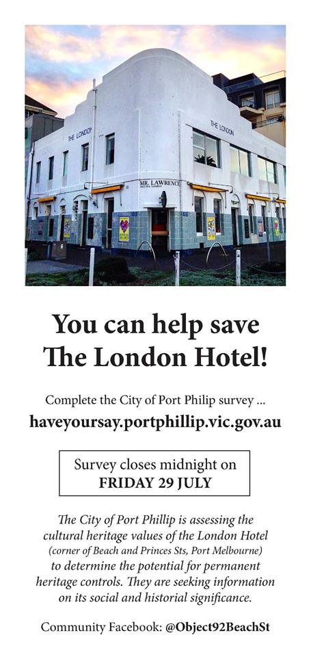 Help Save the London Hotel flyer